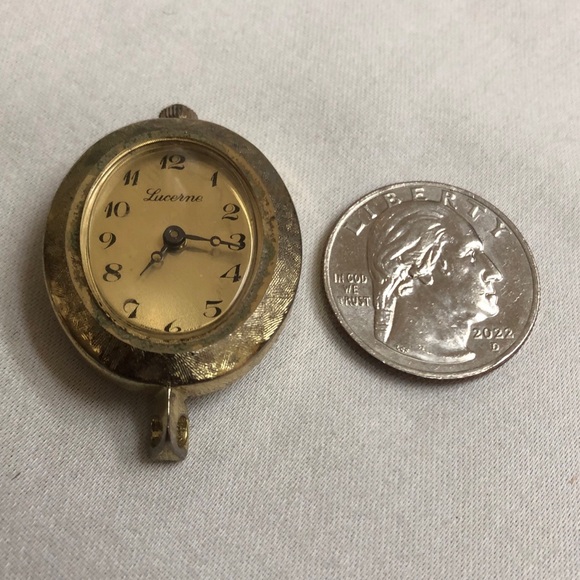 Lucerne Watch Swiss Pendant Fob Only Gold Tone Mechanical Vintage NOT Working - Picture 6 of 6